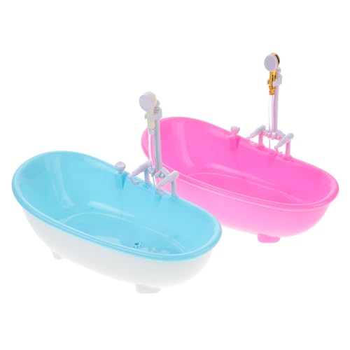 FIXOSHEE 2 Stück Mini Badewanne Trinkbecher Set aus Langlebigem Kunststoff Vielseitige Miniatur Badewanne für Getränke Dekoratives Badezimmer Accessoire in Rosa und Blau von FIXOSHEE