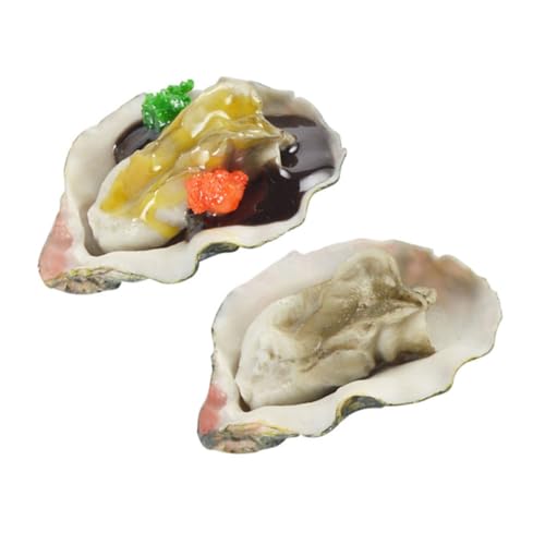 FIXOSHEE 2 Stück Realistische Austern Deko Modell aus Langlebig und Pflegeleicht Küstliche Küchendekoration und Partydeko Detailgetreue Simulation für Food Toys und Display von FIXOSHEE