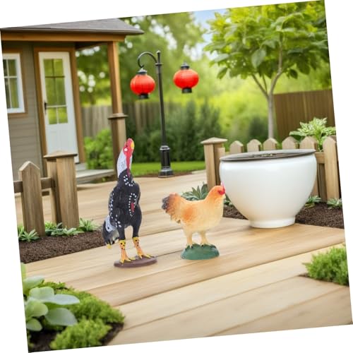 FIXOSHEE 2 Stück Realistische Bauernhof Tierfiguren Huhn und Hahn Miniatur für Kreatives Rollenspiel Familie Garten Dekoration von FIXOSHEE