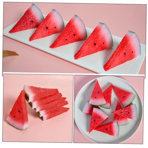 FIXOSHEE 2 Stück Realistische Wassermelonenscheiben aus Geruchloses Sicheres Deko Obstmodell Glatte Oberfläche Wiederverwendbar für Wohnraumdekoration von FIXOSHEE
