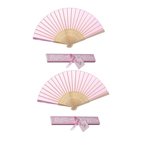 FIXOSHEE 2 Stück Teiliges Faltbares Handfächer Damen Zarter Chinesischer Stil Klassische Seidenfächer mit Box Dekorativer Fächer für Hochzeit Party und Alltag von FIXOSHEE