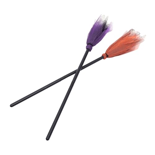 FIXOSHEE 2 Stück Teiliges Halloween Hexenbesen Bunte Hexenbesen Deko Party Requisiten für Halloween Party Dekoration und Bühnenhintergrund Zufällige Farbe von FIXOSHEE