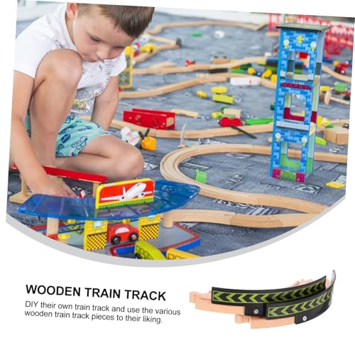 FIXOSHEE 2 Stück Teiliges Holzschienen Holzeisenbahn Kindgerechte Gebogene Schienen als Zubehör für DIY Zugspiel Pädagogisches Holzbahn Kreativen Erweiterung von Eisenbahn Sets von FIXOSHEE