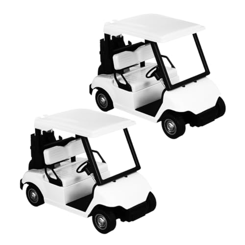 FIXOSHEE 2 Stück Teiliges Mini Golfcart Modell aus Robustem Legierungs Material Realistisch Gestaltetes mit Rückziehmechanismus Detailreiches Golfwagen Dekor für Schreibtisch und Golf Party von FIXOSHEE