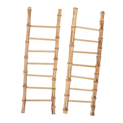FIXOSHEE 2 Stück Teiliges Miniatur Bambusleiter Set Vintage Mini Gartenleiter für Puppenhaus Dekoration Sandgarten Mikro Landschaft DIY Zubehör von FIXOSHEE