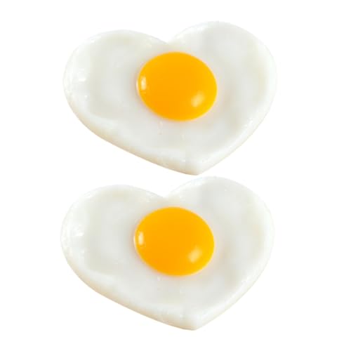 FIXOSHEE 2 Stück Teiliges PVC Herzförmige Fake Spiegeleier Deko Modell Lifelike Küchendekoration Fotorequisite Restaurant Zubehör von FIXOSHEE