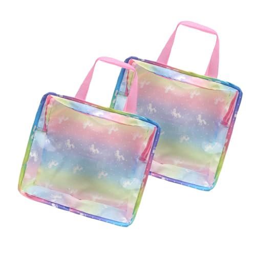 FIXOSHEE 2 Stück Teiliges Puppenzubehör Einhorn Handtasche mit Griff Multifunktionale Tragetasche für Puppen Leicht Großvolumig für Reise und Aufbewahrung von Puppenzubehör von FIXOSHEE
