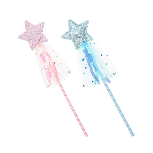 FIXOSHEE 2 Stück Teiliges Sternförmiger Feenstab Handheld Zauberstab für Mädchen Cosplay Party Requisiten Leicht und Hautfreundlich Rosa Blau von FIXOSHEE