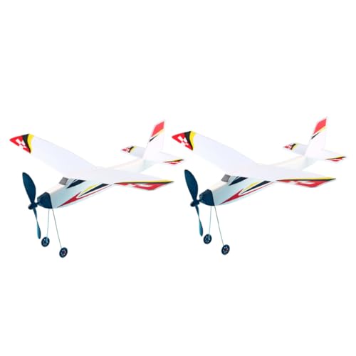 FIXOSHEE 2 Stück Teiliges Styroporflugzeug Segelflugzeug mit Gummimotor Sicherer Wurfgleiter für Fördert Hand Auge Koordination Buntes Flugspielzeug für Drinnen und Draußen von FIXOSHEE
