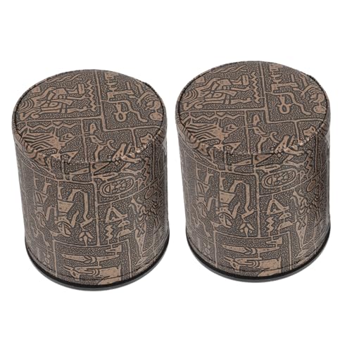 FIXOSHEE 2 Stück Würfelbecher Leder Ägyptisches Muster Glatte Verschleißfeste Knobelbecher mit Großer Kapazität Leicht zu Reinigen Kompakt und Tragbar für Party Ktv und Bar Spiele von FIXOSHEE