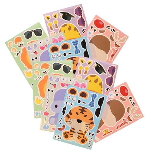 FIXOSHEE 20 Blatt Tiergesicht Aufkleber für Kreative DIY Sticker mit Giraffe Raubkatze Tiger Nilpferd Hirsch Vielseitige Bastel Partydeko für Jungen und Mädchen FIXOSHEE 20 Blatt Tiergesicht Aufkleber für Kreative DIY Sticker mit Giraffe Raubkatze Tiger Nilpferd Hirsch Vielseitige Bastel Partydeko für Jungen und Mädchen von FIXOSHEE
