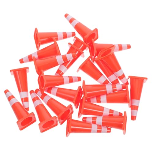 FIXOSHEE 20 Stück Teiliges Mini Verkehrskegel Set für Kleine Orangefarbene Sicherheitskegel Realistische Spielstraßenschilder Lernspielzeug Koordination und Verkehrsverständnis von FIXOSHEE