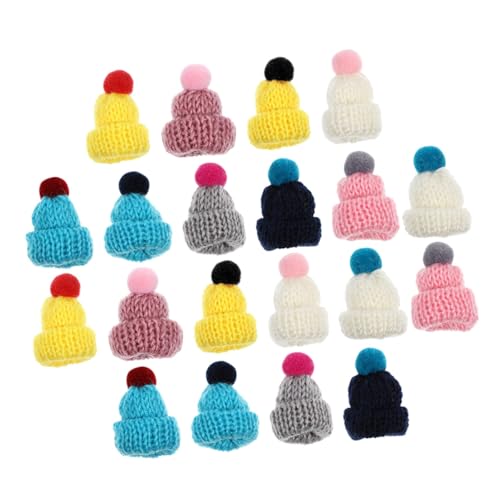 FIXOSHEE 20 Stück Teiliges Mini Wollmützen Bunte Dekorative Puppenhüte Weiche Strickmützen für DIY Basteln Weihnachtsmützen Deko Vielseitige Mini Hüte als Accessoires für Zufällige Farbe von FIXOSHEE
