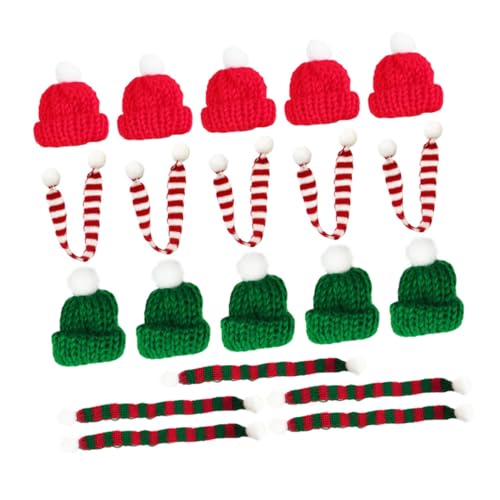 FIXOSHEE 20 Stück Teiliges Strickmützen und Schals Weihnachtsdeko für Flaschen und Tassen Rote und Grüne Xmas Deko DIY Bastelzubehör für Shower und Festliche Partygestaltung von FIXOSHEE