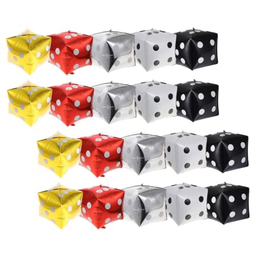 FIXOSHEE 20 Stück Teiliges Würfel Aluminiumfolie Luftballons Geformt Partydekoration für Spielabende Shower Themenfeiern in Gold Silber Schwarz Weiß und Rot FIXOSHEE 20 Stück Teiliges Würfel Aluminiumfolie Luftballons Geformt Partydekoration für Spielabende Shower Themenfeiern in Gold Silber Schwarz Weiß und Rot von FIXOSHEE