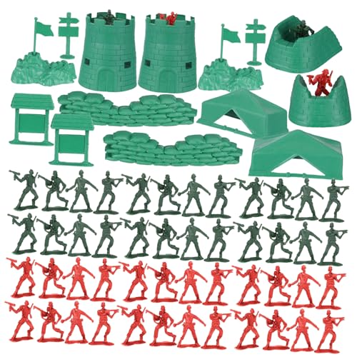 FIXOSHEE 200 Stück Mini Soldaten Spielset aus Robustem Kunststoff Militärmodell Figuren in Rot und Grün für Sandtisch Dekoration Kindgerechtes Fantasie und Militärischem Wissen von FIXOSHEE