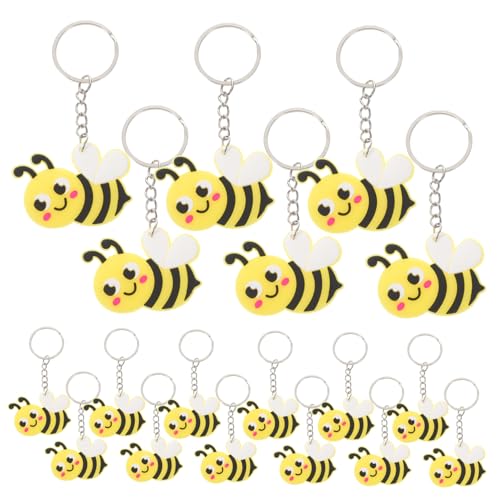 FIXOSHEE 24 Stück Bienen Schlüsselanhänger aus Metall Niedlicher Cartoon bienen Anhänger Kreativer Taschen Schlüsselring Dekoratives Geschenk für Familie und Freunde von FIXOSHEE