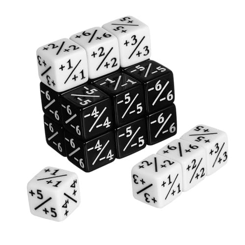FIXOSHEE 24 Stück Multipurpose Acryl Würfel Schwarze Weiße Additions Subtraktionswürfel für Mathe Lernen Spielwürfel Token für Party Unterricht und Spieleinsatz von FIXOSHEE