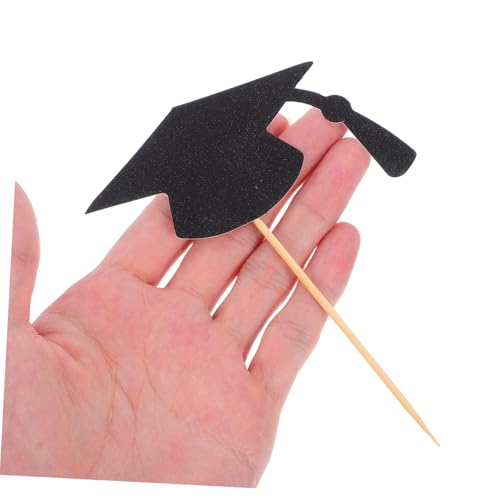 FIXOSHEE 24 Stück Teiliges Cake Topper mit Schwarzen Abschlussmützen Graduation Cake Decor Einfache Anwendung Vielseitige Tortendeko für Schulabschluss und Graduation Feiern von FIXOSHEE