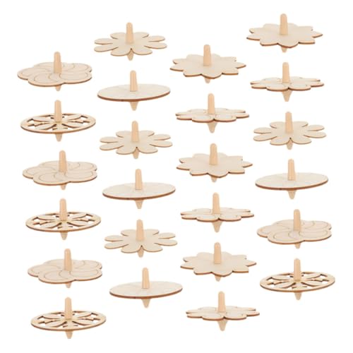 FIXOSHEE 24 Stück Teiliges Holz Dreher Tragbare DIY Gyro spielzeuge zum Bemalen Buntes Design Hand Augen koordination Robustes Material für Eltern Junge Mädchen spielzeit von FIXOSHEE