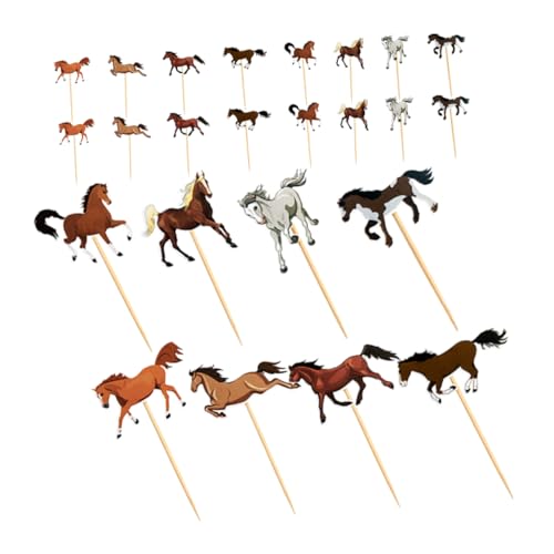 FIXOSHEE 24 Stücke Teiliges Pferde Cake Topper Set Tierische Tortendeko für Geburtstag Einfache Anwendung Vielseitig als Cupcake und Party Food Picks für Unvergessliche Party Atmosphäre von FIXOSHEE