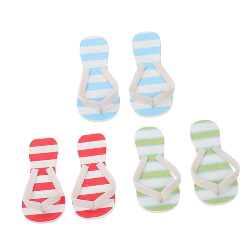 FIXOSHEE 3 Paare Miniatur Hausschuhe Sommer Slipper Micro Landscape Deko Puppenhaus Zubehör Langlebige Glatte Oberfläche Vielseitig als Fotografie DIY Requisite für Miniaturszenen von FIXOSHEE