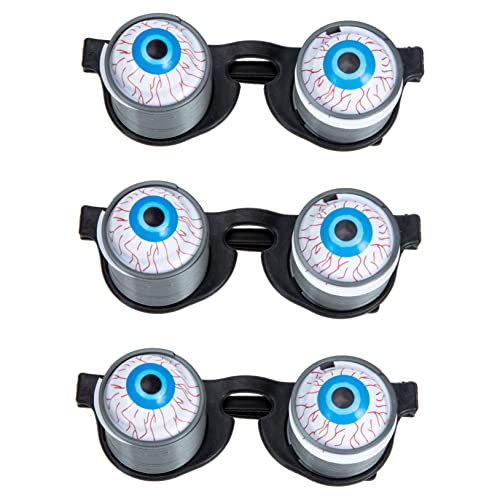 FIXOSHEE 3 Stück Halloween Augapfel brille mit Schwarzen Gläsern Realistische Gruselige Party brille für Fasching Cosplay Streich und Karneval Witzige Spring augenbrille für Erwachsene von FIXOSHEE