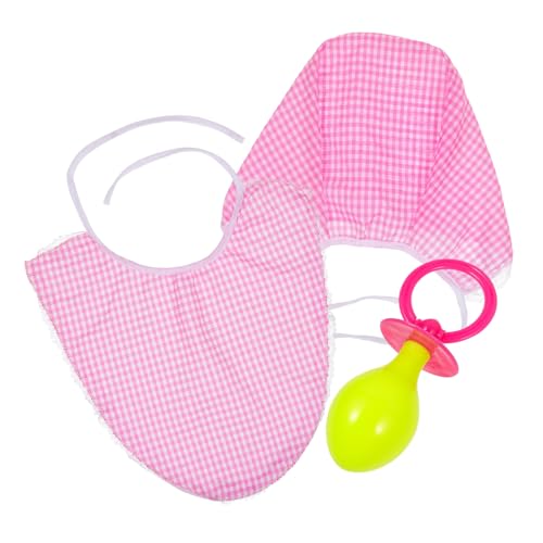 FIXOSHEE 3 Stück Lustiges Teiliges Erwachsenen Babykostüm Set Rosa und Mütze Waschbar Wiederverwendbar Party Requisiten für Erwachsene und Fasching Zubehör von FIXOSHEE