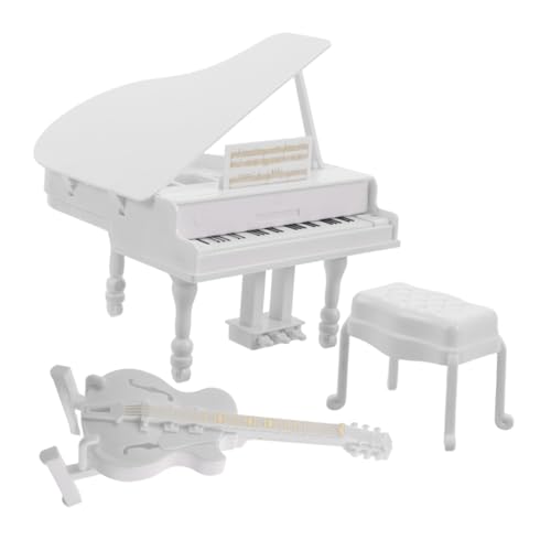 FIXOSHEE 3 Stück Miniatur Klavier Modell mit Mini Gitarre und Hocker Detailgetreue Mini Musikinstrumente für Puppenhaus Dekoration Stabile Gestaltung als Fotorequisite und Sammlerstück FIXOSHEE 3 Stück Miniatur Klavier Modell mit Mini Gitarre und Hocker Detailgetreue Mini Musikinstrumente für Puppenhaus Dekoration Stabile Gestaltung als Fotorequisite und Sammlerstück von FIXOSHEE