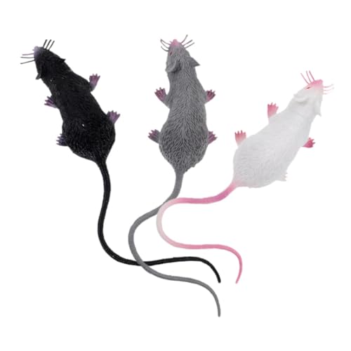 FIXOSHEE 3 Stück Realistisches Mäusemodell mit Feiner Detailarbeit Pädagogisches Lernspielzeug Große Halloween Deko und Garten Zubehör Realistische Nachbildung für Party Streiche und von FIXOSHEE