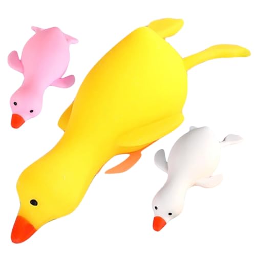 FIXOSHEE 3 Stück Teiliges Decompressionsspielzeug Große Weiße Ente Squeeze Toy aus TPR Sensorisches Antistress für Büro Stressabbauend Tragbar als Partygeschenk von FIXOSHEE