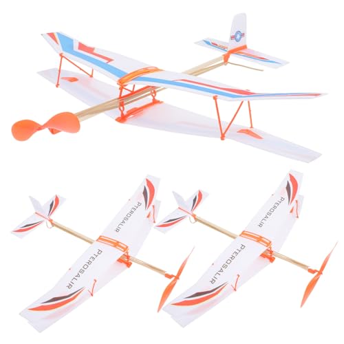 FIXOSHEE 3 Stück Teiliges Gummiband Flugzeug für Rennflugzeug Modell Leicht Kompakt für Outdoor Spiele und Schüler Wettbewerbe Bunte Muster Robustes Material Zufällige Zufällige Farbe von FIXOSHEE