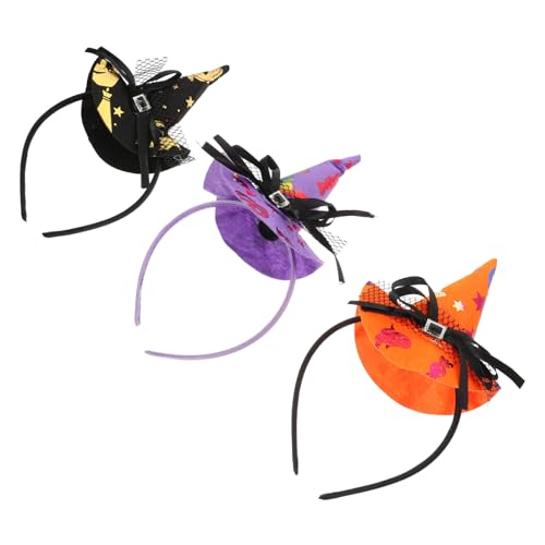 FIXOSHEE 3 Stück Teiliges Halloween Stirnband mit Hexenhut Party Haarreifen für Damen und Kreativer Kopfschmuck für Halloween Kostüme Einfach zu Tragen Dekoration für Karneval und von FIXOSHEE