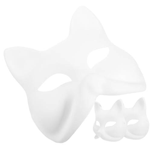 FIXOSHEE 3 Stück Weiße DIY Fox Masken zum Bemalen Leichte Papier Masken mit Elastischem Band für Karneval Halloween Kostümparty Basteln und Maskerade von FIXOSHEE