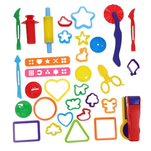 FIXOSHEE 32 Stück Teiliges DIY Knetset für Bunten Plastilin ausstechformen Nudelwerkzeug Knetwerkzeug für Kreative Fingerfarben und Schulknete für Jungen und Mädchen von FIXOSHEE