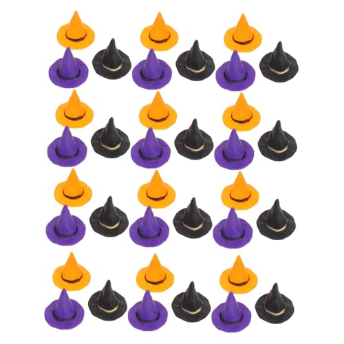 FIXOSHEE 36 Stück Teiliges Hexenhüte Bunte Kleine Hexenhüte aus Kunststoff Leichte DIY Bastelaccessoires Wiederverwendbar Halloween Dekoration für Puppenhaus und Bastelprojekte von FIXOSHEE