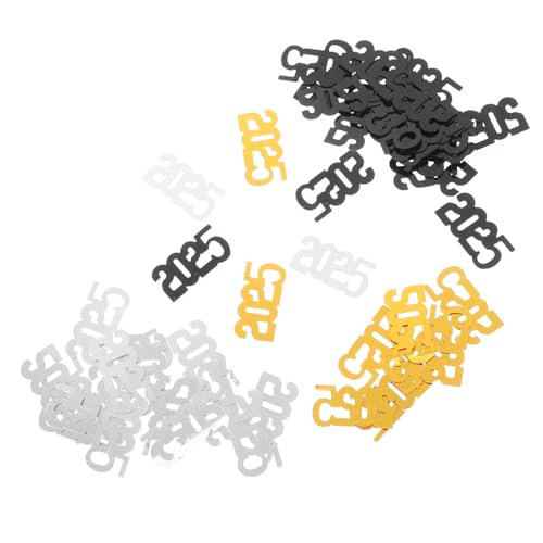 FIXOSHEE 3er Pack Neujahrs Konfetti Tischdeko Gold Schwarz Silber Kinderfreundliche Partystreuung Wiederverwendbar für Abschluss und Silvesterfeiern Einfache Dekoration für Festliche von FIXOSHEE