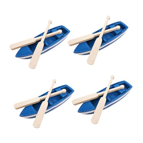 FIXOSHEE 4 Sätze Miniatur Holzboote mit Paddeln DIY Micro Landschaftsdekoration für Strand Meer und Puppenhaus Natürliche Holzoptik als Tisch und Wohnaccessoire von FIXOSHEE