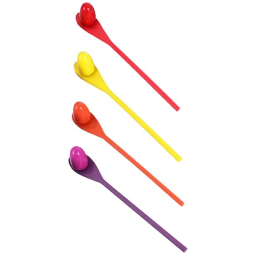 FIXOSHEE 4 Satz Egg Spoon Race Buntes Holz Balancierspiel für Trainingsspielzeug für Geschicklichkeit Perfektes Outdoor Geburtstagsrennen von FIXOSHEE