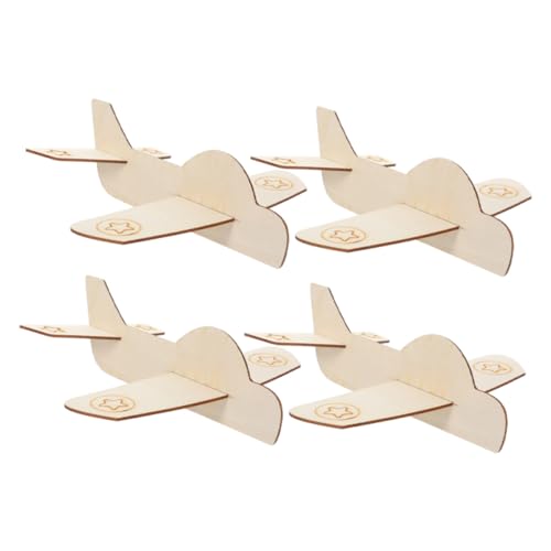 FIXOSHEE 4 Stück DIY Holzflugzeug Kleine Flugzeugmodelle zum Bemalen Kreatives Holzspielzeug für Feinmotorik und Vorstellungskraft Sicher und Umweltfreundlich von FIXOSHEE