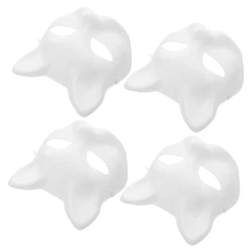 FIXOSHEE 4 Stück DIY Katzenmasken aus Papier Pappmaché zum Bemalen Leichte Robuste Tiermasken für Kostümparty Basteln mit Kindern Kreative Faschingsmasken von FIXOSHEE