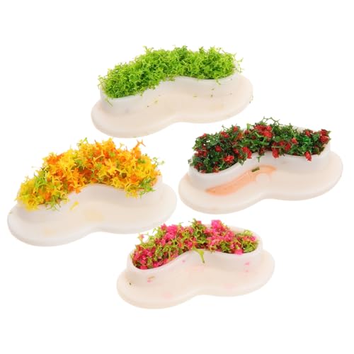 FIXOSHEE 4 Stück Miniatur Gartenbank Blumenbeet Design Realistische Puppenhausmöbel Mini Deko Sitzbank für Miniaturhäuser und Außenlandschaften Miniatur deko für Feengarten und von FIXOSHEE
