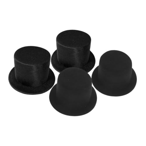 FIXOSHEE 4 Stück Miniatur Top Hüte aus Schwarzem Filz und Glänzendem Kleine DIY Weihnachtsmützen für Schneemann und Puppenhandwerk Leichte Basteldekoration für Kreative Projekte von FIXOSHEE