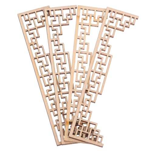 FIXOSHEE 4 Stück Teiliges Chinesische Miniatur Holzappliken Beam Onlays Robuste Dekorative Zierleisten für Sandtisch Puppenhaus und Architekturmodell Traditionelle Holzverzierungen für DIY von FIXOSHEE