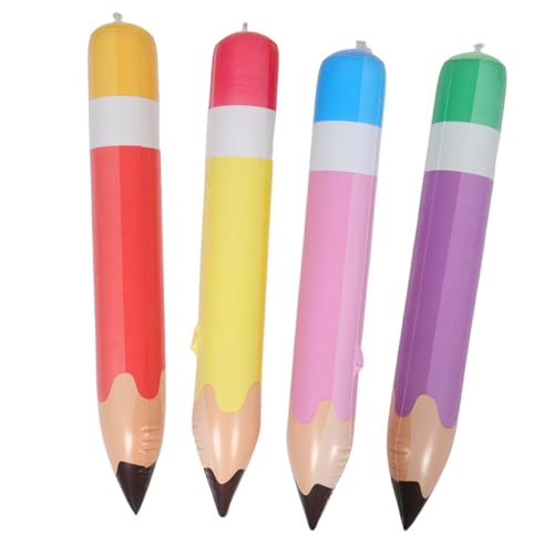 FIXOSHEE 4 Stück Teiliges Große Aufblasbare Bleistifte aus Strapazierfähigem PVC Bunte Schuldekoration für Einschulungs Abschlussfeiern Auffällige Partyballons für Klassenraum und von FIXOSHEE