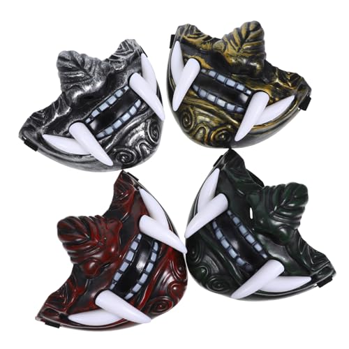 FIXOSHEE 4 Stück Teiliges Japanische Tush Masken mit Elastischem Band Unisex Karnevalsmasken für Halloween Cosplay und Bühnenauftritte Detailreiche Langlebige Party Requisiten in Gold Grün von FIXOSHEE