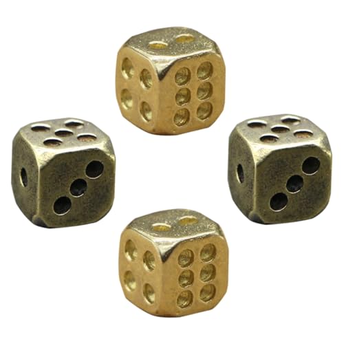 FIXOSHEE 4 Stück Teiliges Messing Würfel Dekorative Spielwürfel mit Manuellem Polieren Rustikale Nachtclub Requisiten für Party Tischspiel und Heimdekoration Zufällige Zufällige Farbe von FIXOSHEE