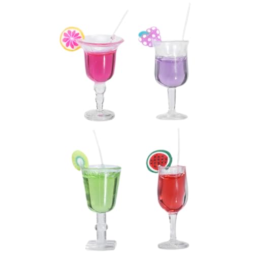 FIXOSHEE 4 Stück Teiliges Mini Cocktail Puppenhaus Dekoration Simulierte Saftbecher Feine Verarbeitung Langlebig Realistisches Modell Zubehör für DIY Puppenmöbel von FIXOSHEE