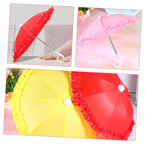 FIXOSHEE 4 Stück Teiliges Mini Regenschirm Bunte Dekorationsschirme Realistische Puppenhaus Miniatur Deko Niedliche Kleine Regenschirme für Fotorequisiten und Handwerksfreude von FIXOSHEE