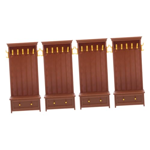 FIXOSHEE 4 Stück Teiliges Miniatur Puppenhaus Schrank Retro Stil Mini Bücherregal mit Stauraum Realistisch Gestaltete Möbel für Kreatives Rollenspiel und Puppenhaus Dekoration von FIXOSHEE